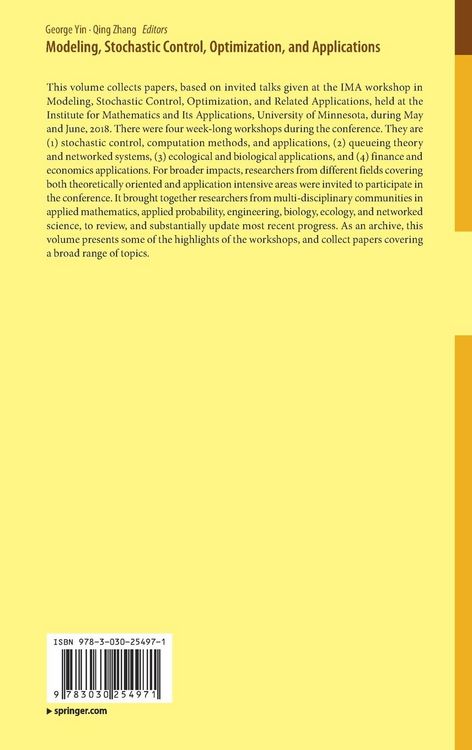 Produktbild: Modeling, Stochastic Control, Optimization, and Applications