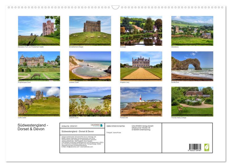 Produktbild: S&uuml;dwestengland - Dorset & Devon (Wandkalender 2026 DIN A2 quer), CALVENDO Monatskalender