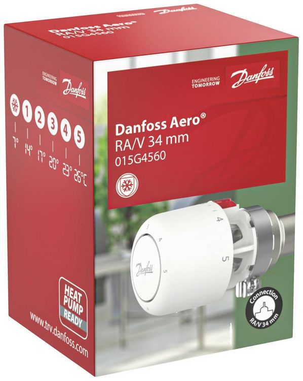 Produktbild: Danfoss 015G4560 Aero RA/V, 34mm Thermostatkopf mechanisch 7 bis 28&deg;C
