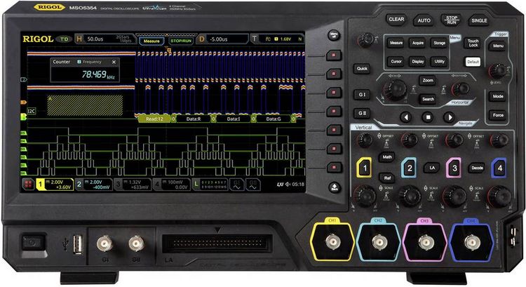 Produktbild: Rigol MSO5354 Digital-Oszilloskop 350MHz 8 GSa/s 100 Mpts 8 Bit 1St.
