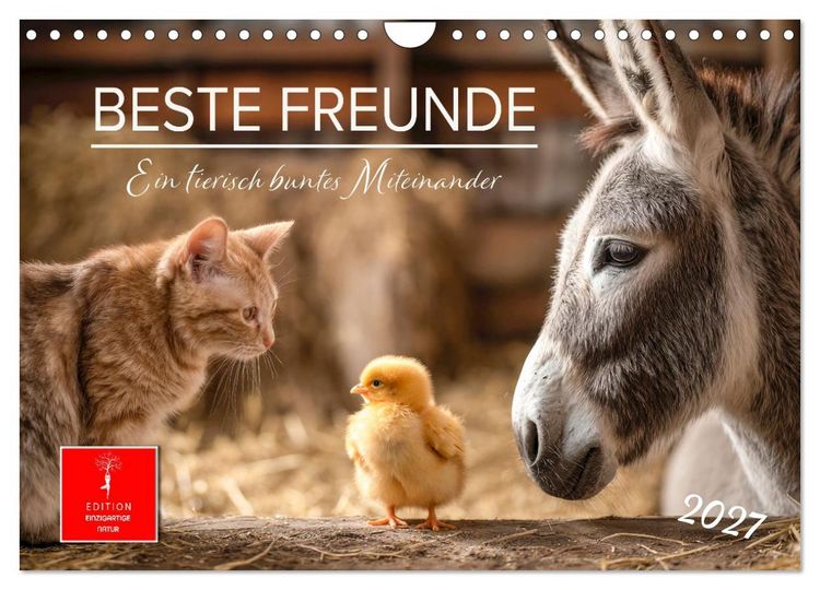 Produktbild: Beste Freunde - ein tierisch buntes Miteinander (Wandkalender 2027 DIN A4 quer), CALVENDO Monatskalender