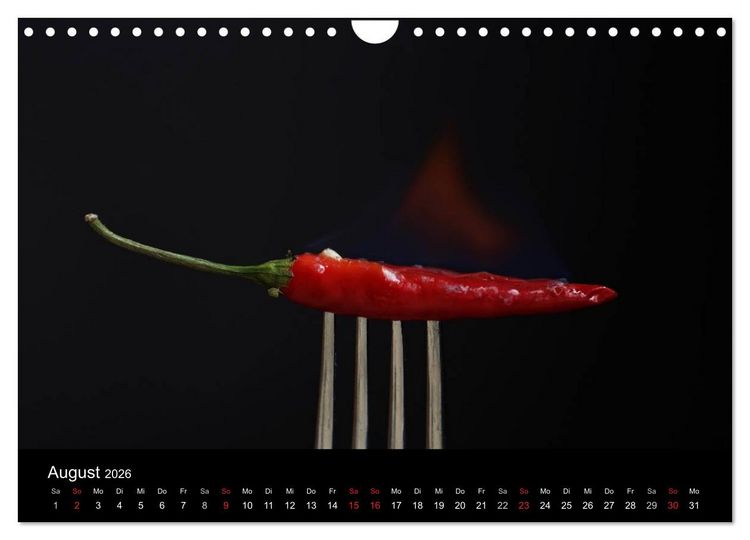 Produktbild: Hot Chili K&uuml;chen Kalender &ouml;sterreichisches Kalendarium (Wandkalender 2026 DIN A4 quer), CALVENDO Monatskalender