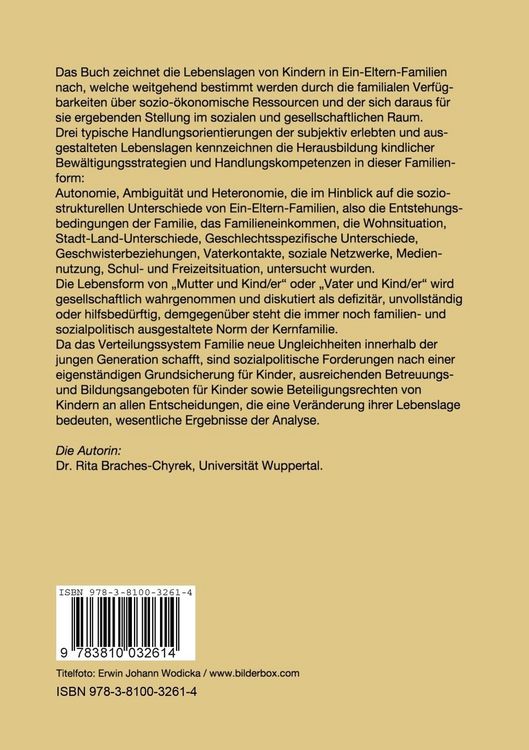 Produktbild: Zur Lebenslage von Kindern in Ein-Eltern-Familien