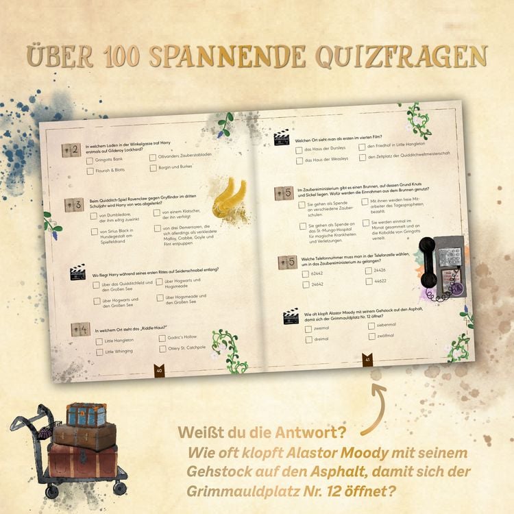 Produktbild: Das inoffizielle R&auml;tselbuch f&uuml;r Potter-Fans. &Uuml;ber 100 Quizfragen, Bilderr&auml;tsel, Labyrinthe und mehr zu den bekannten B&uuml;chern und Filmen