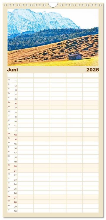 Produktbild: Familienplaner 2026 - Rund um Mittenwald mit 5 Spalten (Wandkalender, 21 x 45 cm) CALVENDO