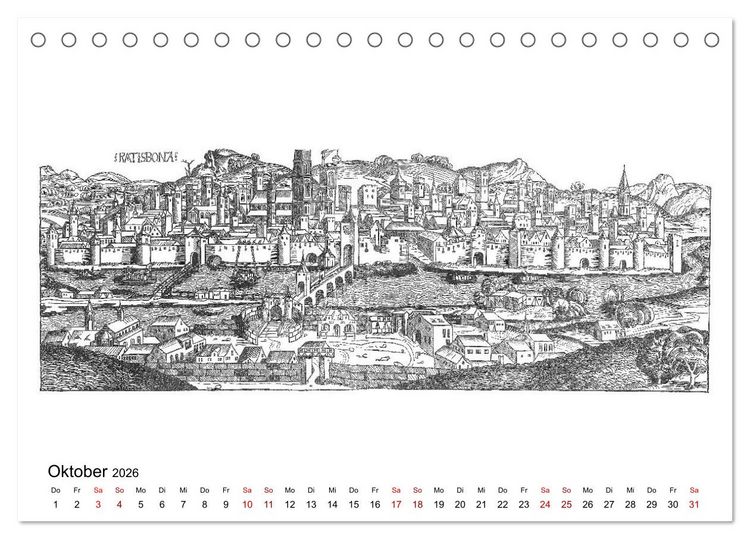 Produktbild: Schedelsche Weltchronik Deutsche St&auml;dte 1493 (Tischkalender 2026 DIN A5 quer), CALVENDO Monatskalender