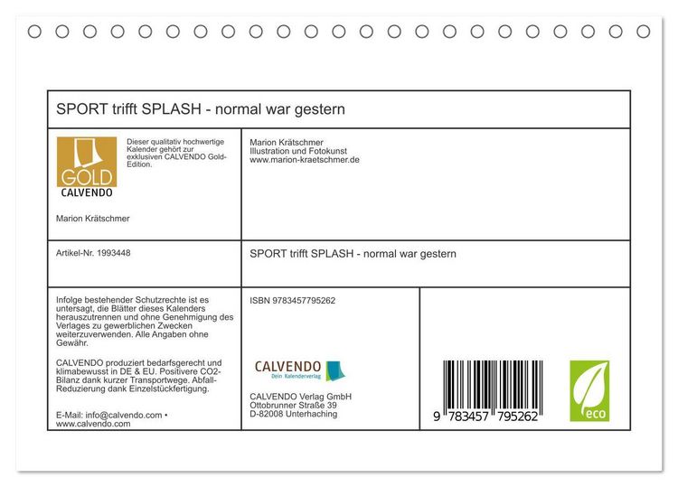 Produktbild: SPORT trifft SPLASH - normal war gestern (Tischkalender 2026 DIN A5 quer), CALVENDO Monatskalender