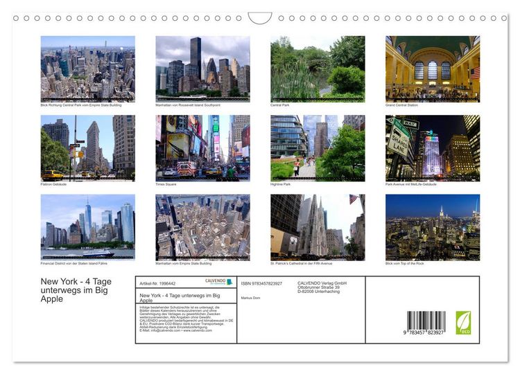 Produktbild: New York - 4 Tage unterwegs im Big Apple (Wandkalender 2026 DIN A3 quer), CALVENDO Monatskalender