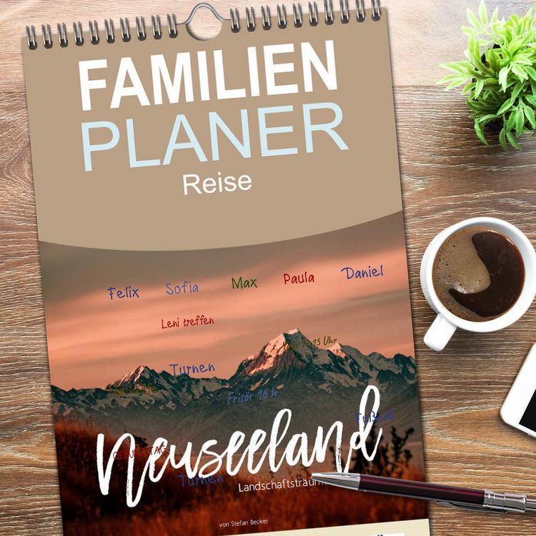 Produktbild: Familienplaner 2026 - Neuseeland - Landschaftstr&auml;ume mit 5 Spalten (Wandkalender, 21 x 45 cm) CALVENDO