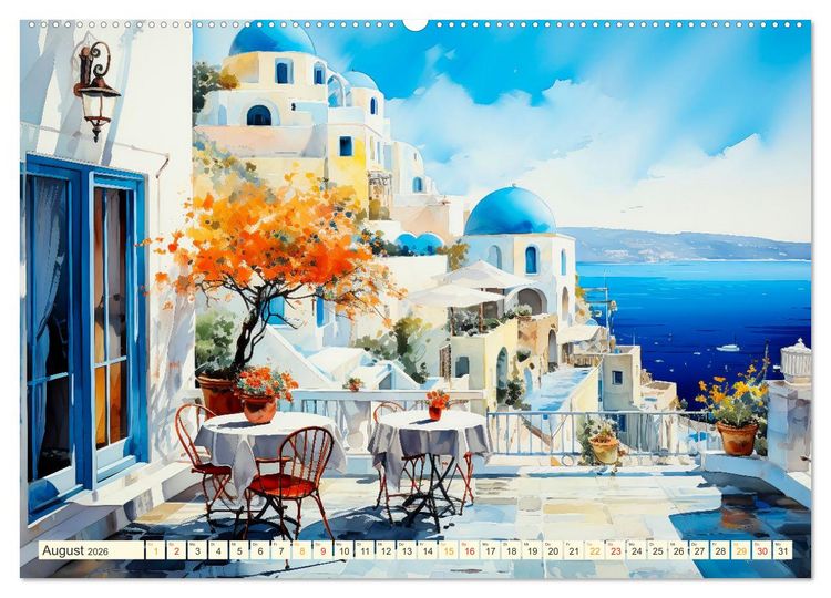 Produktbild: Santorini Inseltr&auml;ume (Wandkalender 2026 DIN A2 quer), CALVENDO Monatskalender