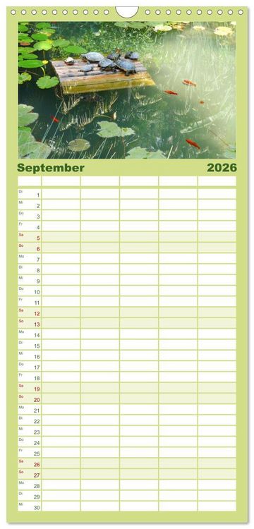 Produktbild: Familienplaner 2026 - Sanfte Natur mit 5 Spalten (Wandkalender, 21 x 45 cm) CALVENDO