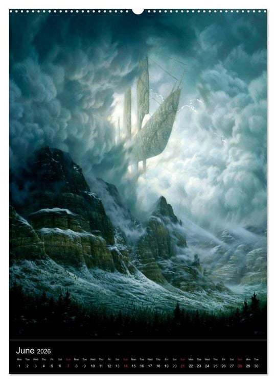 Produktbild: INNERSCAPES Fantasy Paintings by Christophe Vacher (High Quality Premium Wall Calendar 2026 DIN A2 portrait),CALVENDO 12 Month Wall Calendar