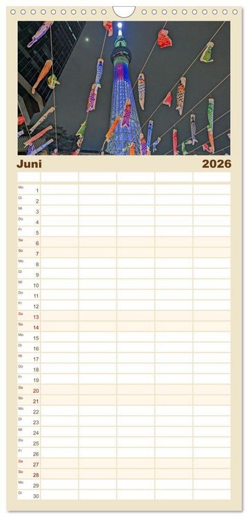 Produktbild: Familienplaner 2026 - Japan entdecken Tokio, Osaka & mehr mit 5 Spalten (Wandkalender, 21 x 45 cm) CALVENDO
