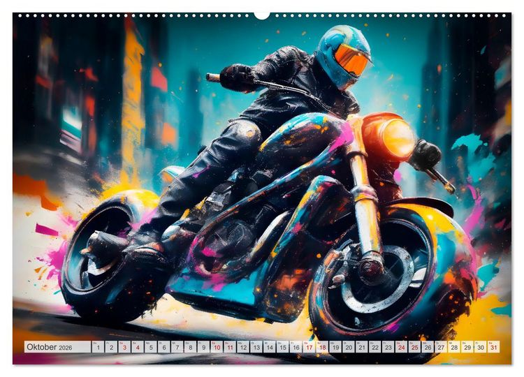 Produktbild: Coole KI-generierte MOTORR&Auml;DER (hochwertiger Premium Wandkalender 2026 DIN A2 quer), Kunstdruck in Hochglanz