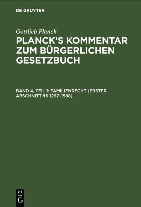 Produktbild: Familienrecht (Erster Abschnitt &sect;&sect; 1297-1588)
