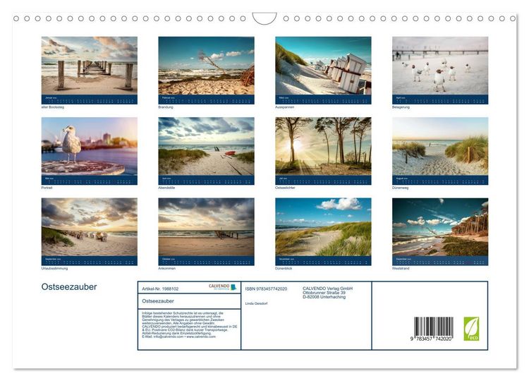 Produktbild: Ostseezauber (Wandkalender 2026 DIN A3 quer), CALVENDO Monatskalender