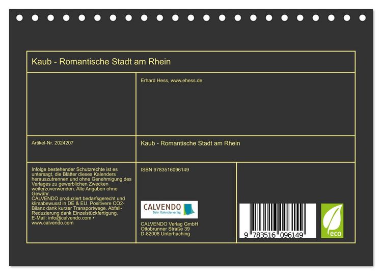 Produktbild: Kaub - Romantische Stadt am Rhein (Tischkalender 2026 DIN A5 quer), CALVENDO Monatskalender