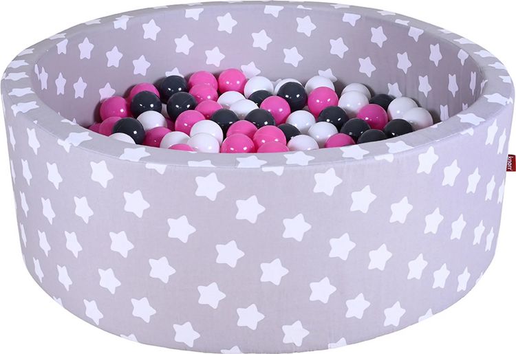 Produktbild: Knorrtoys 68160 - B&auml;llebad Soft Grey White Stars mit 300 B&auml;lle pink, ca.90x90x30cm