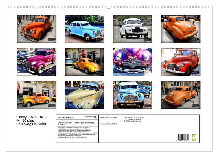 Produktbild: Chevy 1940-1941 - Mit 80 plus unterwegs in Kuba (Wandkalender 2026 DIN A2 quer), CALVENDO Monatskalender