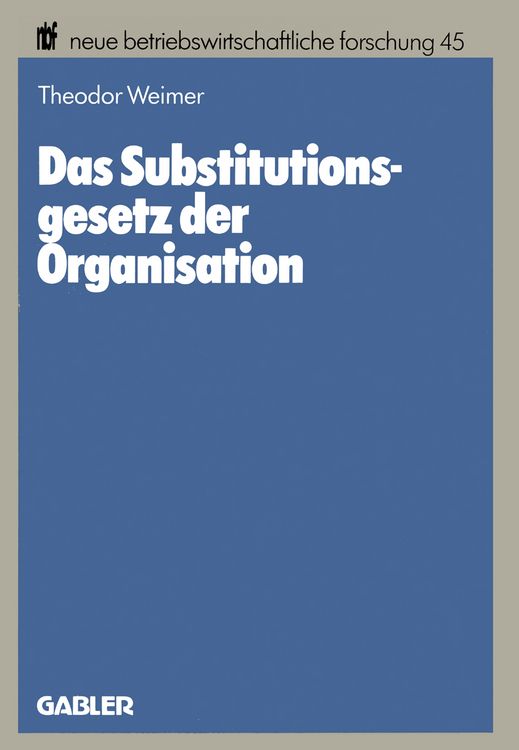 Produktbild: Das Substitutionsgesetz der Organisation