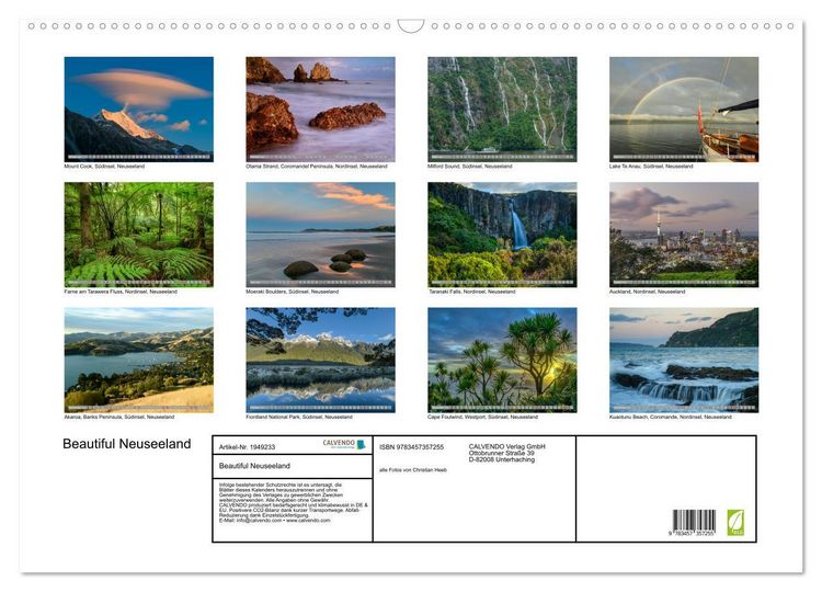 Produktbild: Beautiful Neuseeland (Wandkalender 2026 DIN A2 quer), CALVENDO Monatskalender