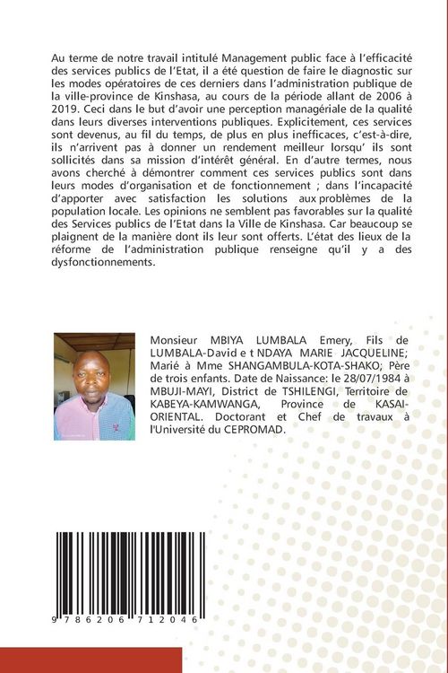 Produktbild: Management public pour l'efficacit&eacute; des Services publics en RDC