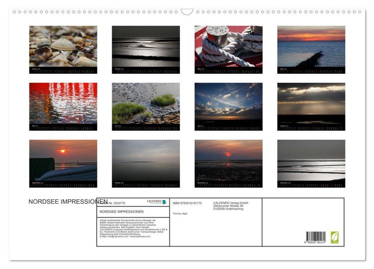 Produktbild: NORDSEE IMPRESSIONEN (Wandkalender 2026 DIN A2 quer), CALVENDO Monatskalender