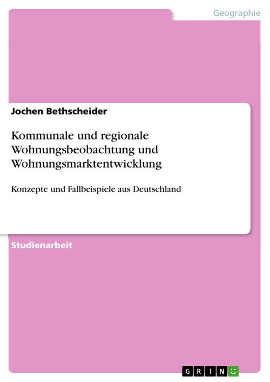 Produktbild: Kommunale und regionale Wohnungsbeobachtung und Wohnungsmarktentwicklung