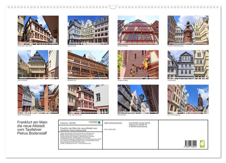 Produktbild: Frankfurt am Main die neue Altstadt vom Taxifahrer Petrus Bodenstaff (Wandkalender 2026 DIN A2 quer), CALVENDO Monatskalender