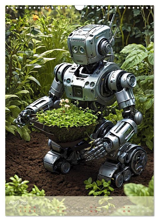 Produktbild: Roboter im Garten - Kleine Helfer (Wandkalender 2026 DIN A3 hoch), CALVENDO Monatskalender