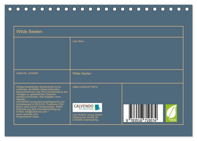 Produktbild: Wilde Seelen (Tischkalender 2026 DIN A5 quer), CALVENDO Monatskalender