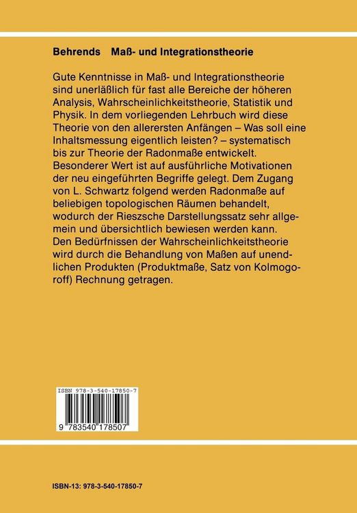Produktbild: Ma&szlig;- und Integrationstheorie