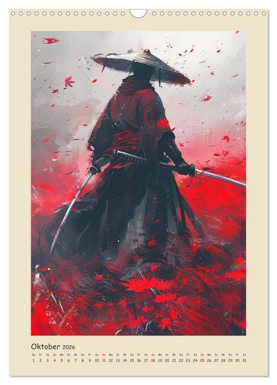 Produktbild: Samurai. Kunstvolle Darstellungen historischer Krieger (Wandkalender 2026 DIN A3 hoch), CALVENDO Monatskalender