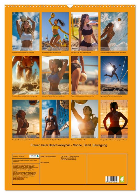 Produktbild: Frauen beim Beachvolleyball - Sonne, Sand, Bewegung (Wandkalender 2026 DIN A2 hoch), CALVENDO Monatskalender