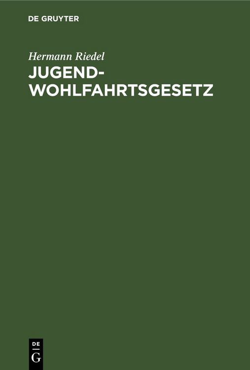 Produktbild: Jugendwohlfahrtsgesetz