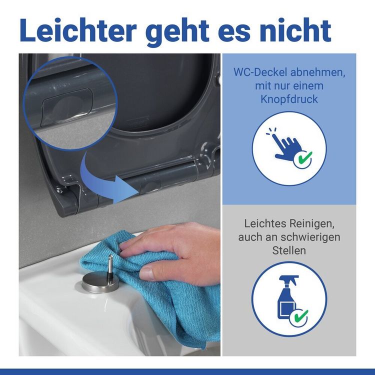 Produktbild: WC Sitz Mod. Samos Grau, Toilettendeckel mit Absenkautomatik