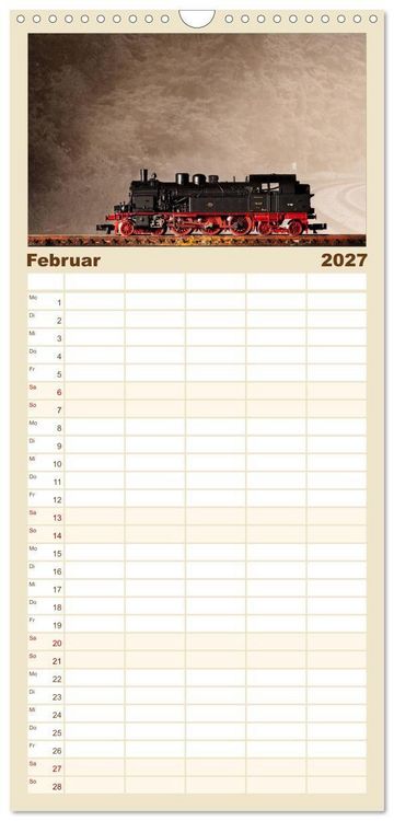 Produktbild: Familienplaner 2027 - Dampflokomotiven in Spur N mit 5 Spalten (Wandkalender, 21 x 45 cm) CALVENDO