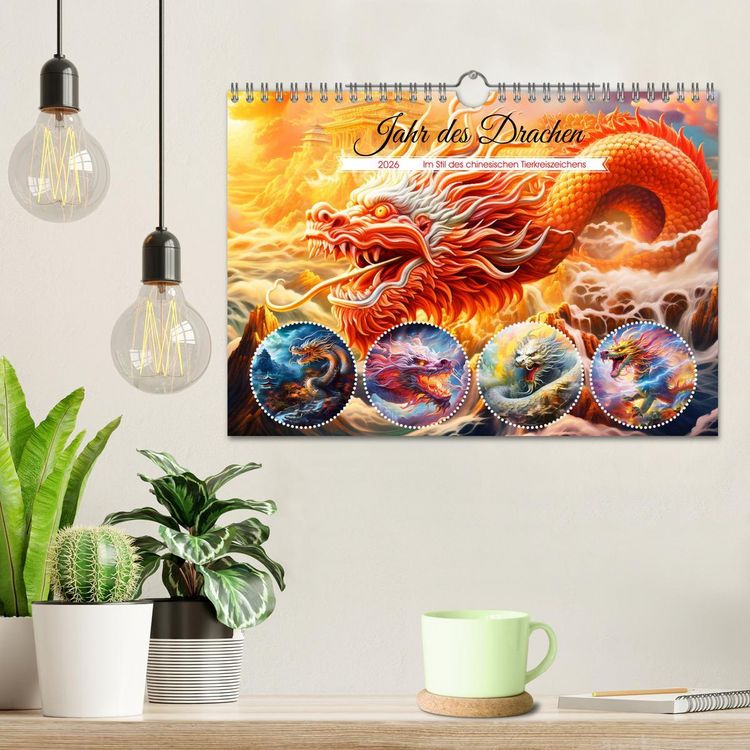 Produktbild: Jahr des Drachen - Im Stil des chinesischen Tierkreiszeichens (Wandkalender 2026 DIN A4 quer), CALVENDO Monatskalender