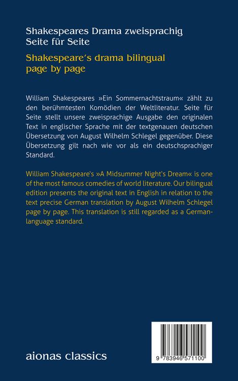 Produktbild: Ein Sommernachtstraum. Shakespeare. Zweisprachig: Englisch-Deutsch / A Midsummer Night&lsquo;s Dream