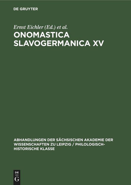Produktbild: Onomastica Slavogermanica XV