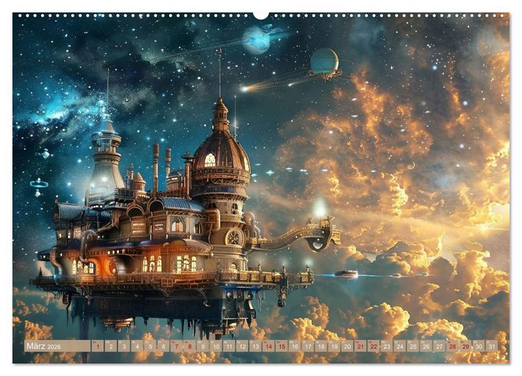 Produktbild: Steampunk im Weltall (hochwertiger Premium Wandkalender 2026 DIN A2 quer), Kunstdruck in Hochglanz