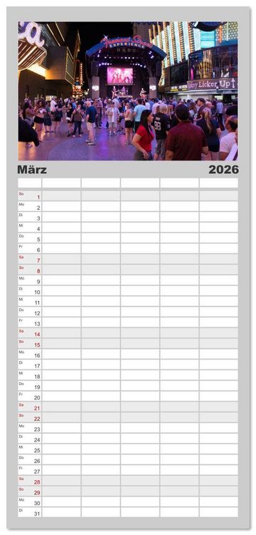 Produktbild: Familienplaner 2026 - Las Vegas Nightlife - Neonlichter, Casinos und unvergessliche N&auml;chte mit 5 Spalten (Wandkalender, 21 x 45 cm) CALVENDO