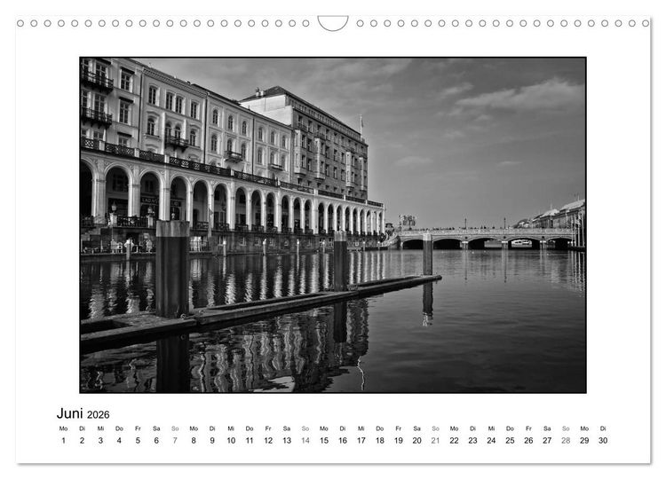 Produktbild: Hamburg in schwarz-wei&szlig; (Wandkalender 2026 DIN A3 quer), CALVENDO Monatskalender