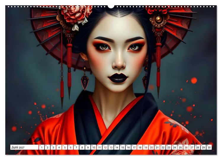 Produktbild: Dunkle Eleganz der Geishas (hochwertiger Premium Wandkalender 2027 DIN A2 quer), Kunstdruck in Hochglanz