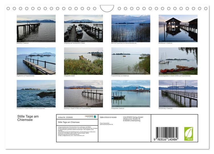 Produktbild: Stille Tage am Chiemsee (Wandkalender 2026 DIN A4 quer), CALVENDO Monatskalender