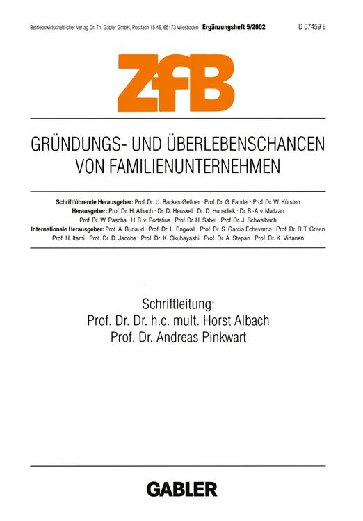 Produktbild: Gr&uuml;ndungs- und &Uuml;berlebenschancen von Familienunternehmen