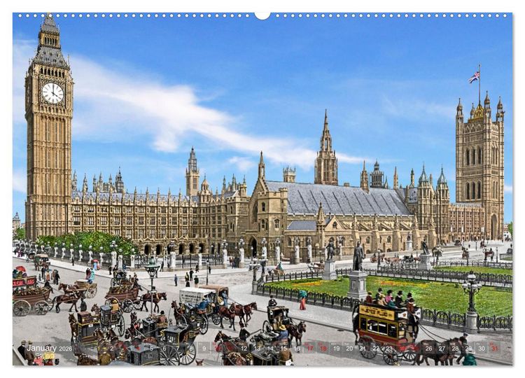 Produktbild: London around 1890-1900 - photos restored and colourised (Wall Calendar 2026 DIN A2 landscape), CALVENDO 12 Month Wall Calendar