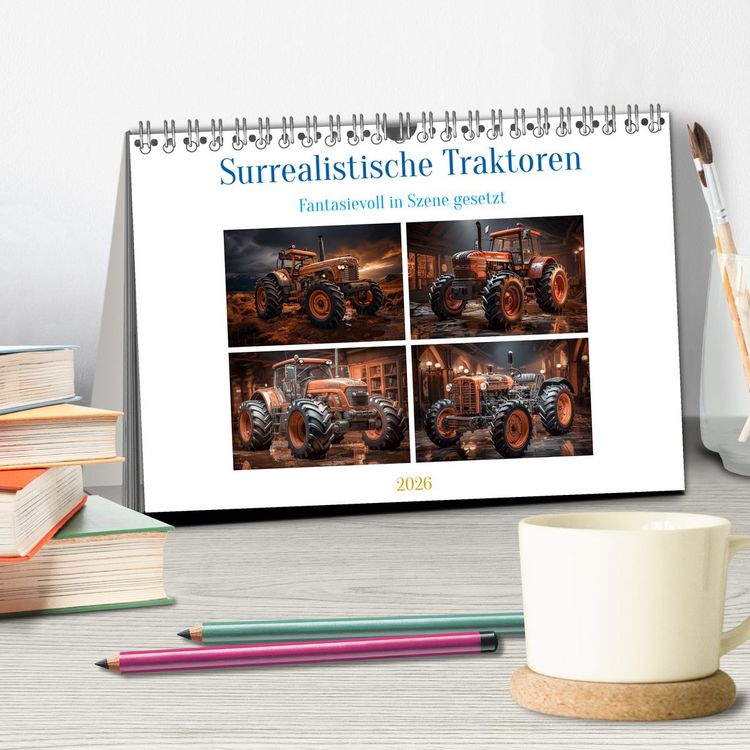 Produktbild: Surrealistische Traktoren (Tischkalender 2026 DIN A5 quer), CALVENDO Monatskalender