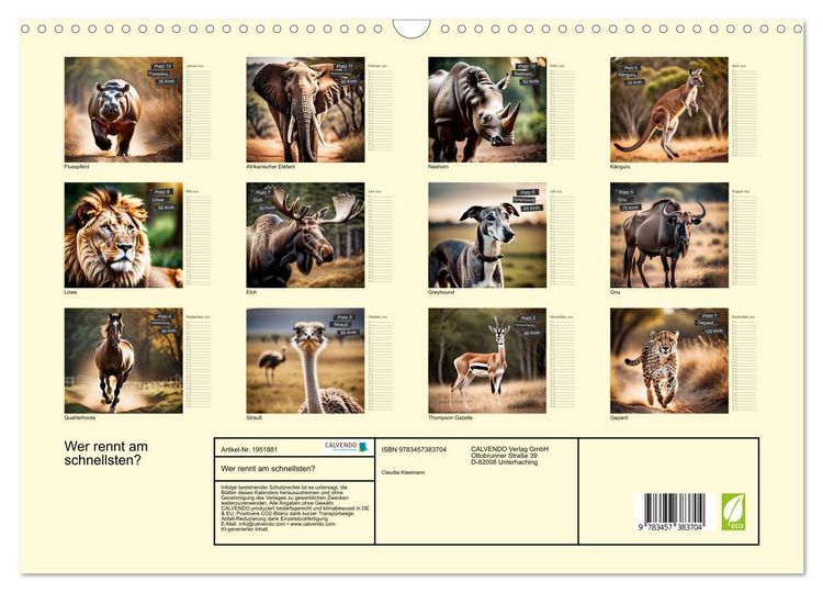 Produktbild: Wer rennt am schnellsten? (Wandkalender 2026 DIN A3 quer), CALVENDO Monatskalender