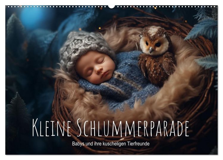 Produktbild: Kleine Schlummerparade: Babys und ihre kuscheligen Tierfreunde (Wandkalender 2026 DIN A2 quer), CALVENDO Monatskalender